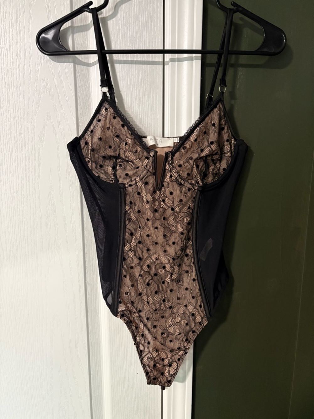 Small ASTR The Label Black Lace Corset Bodysuit